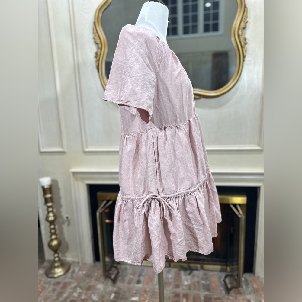 Madewell Lorelei Linen Blend Mini Dress Blush Pink Cottagecore Soft Girl - Picture 7 of 10